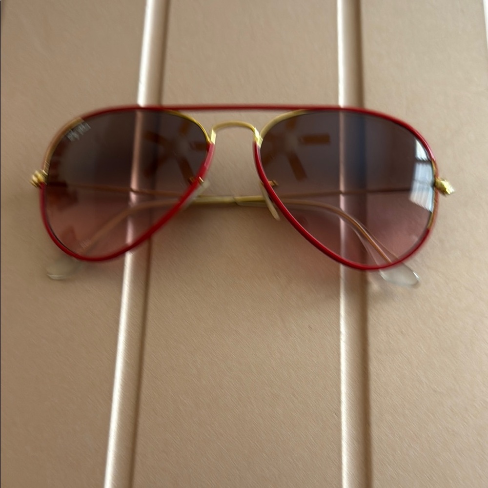Red and Gold Aviator Sunglasses